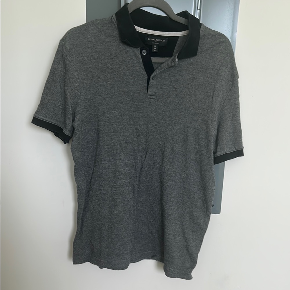 Banana Republic Gray Polo Shirt with Black Trim